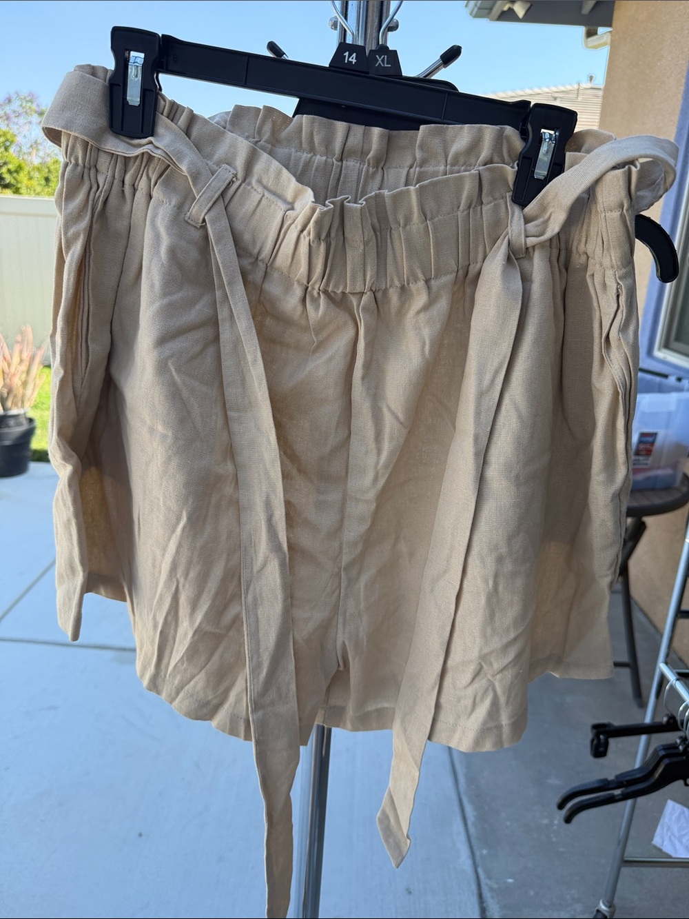 Active USA Beige Paperbag Waist Shorts